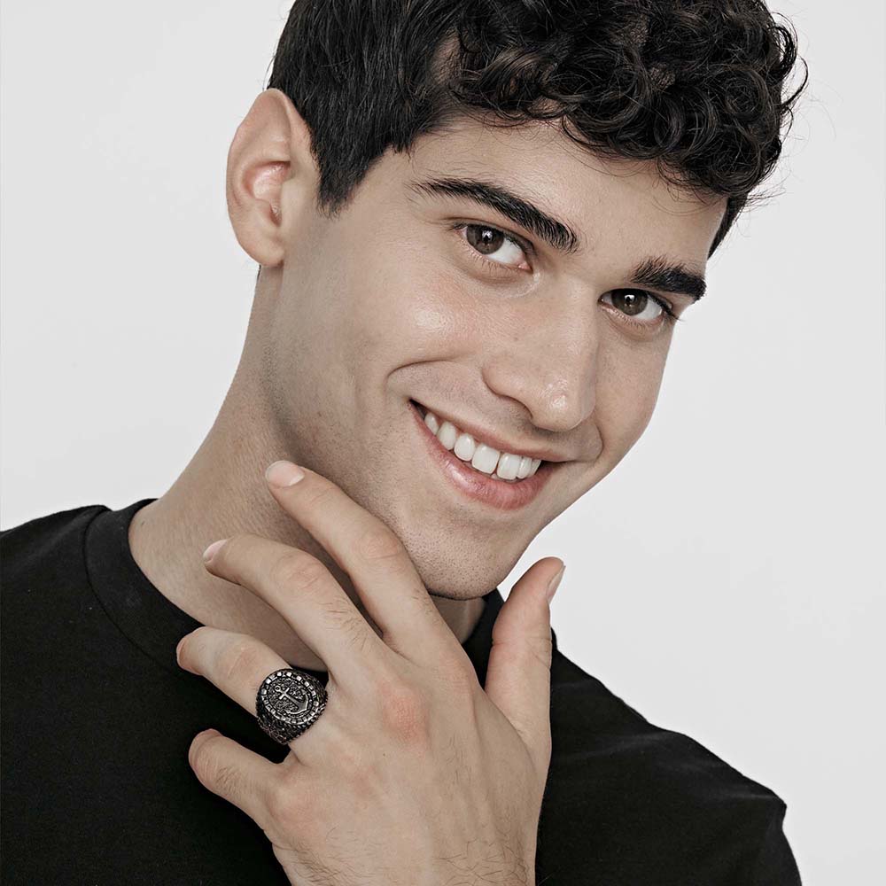 ANILLO DE ACERO PARA HOMBRE CON ANCLA