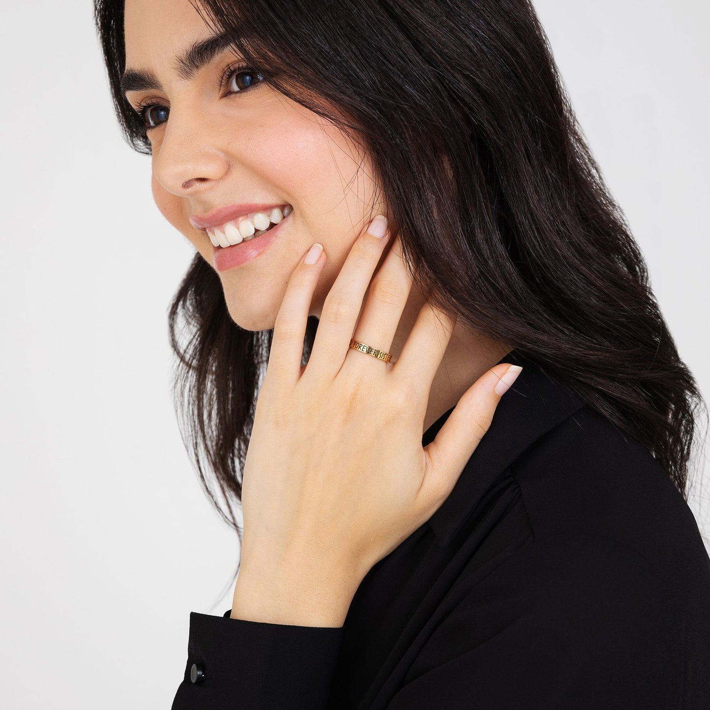 ANILLO DE ACERO CHAPADO EN ORO FOREVER SISTER