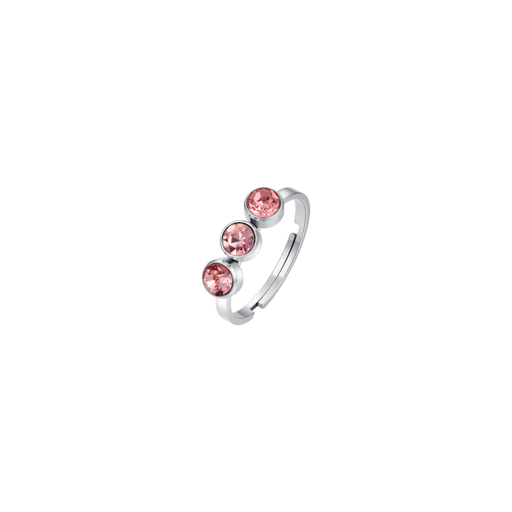 ANILLO DE ACERO PARA MUJER CON CRISTALES ROSAS