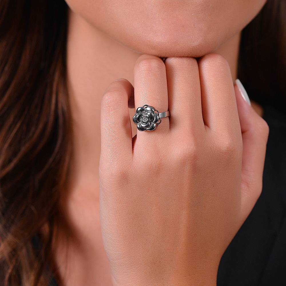 ANELLO DONNA IN ACCIAIO CON ROSA GIREVOLE