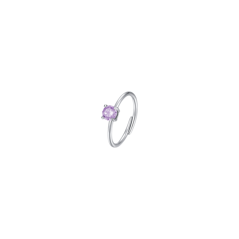 ANELLO DONNA IN ACCIAIO ZIRCONE VIOLA