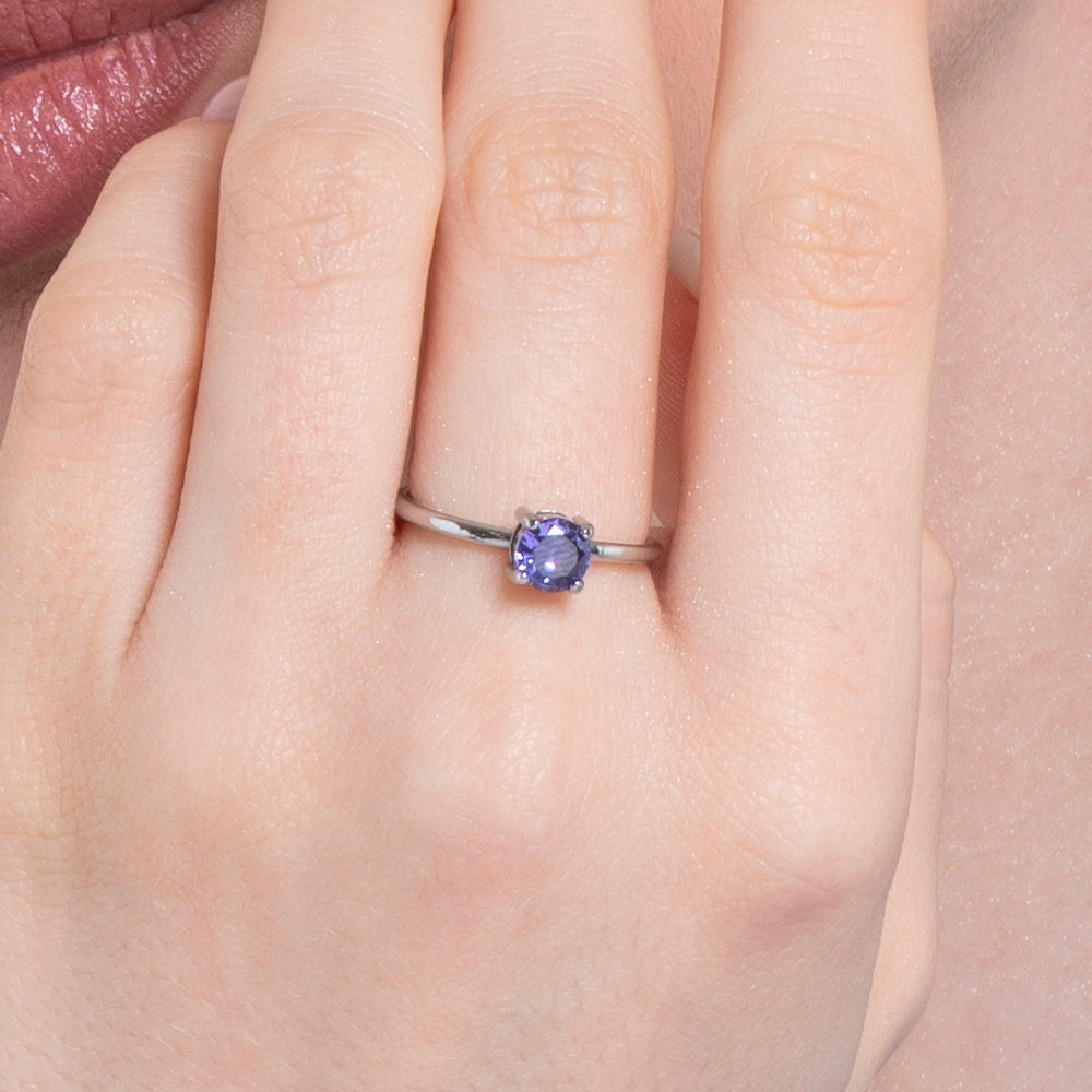 ANELLO DONNA IN ACCIAIO ZIRCONE VIOLA