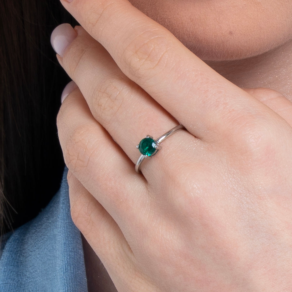 ANELLO DONNA IN ACCIAIO   ZIRCONE VERDE