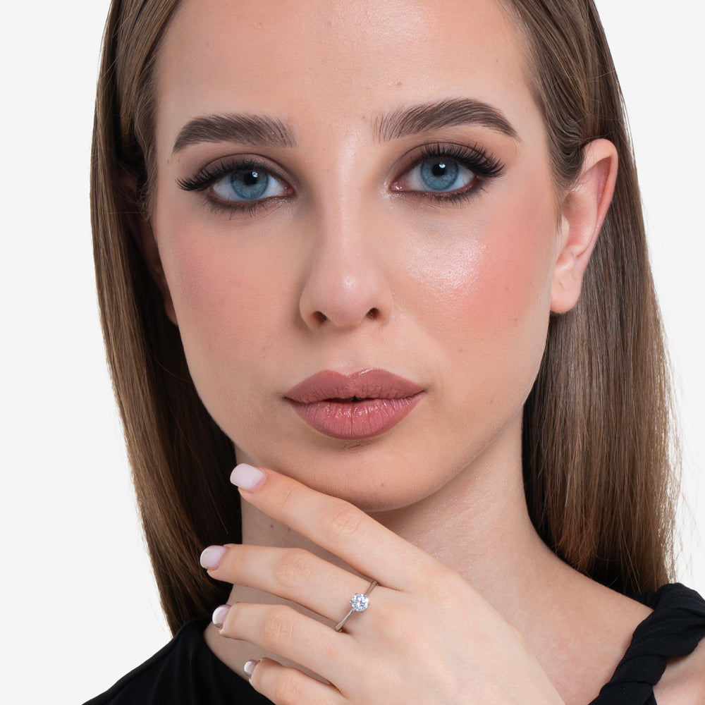 ANELLO DONNA IN ACCIAIO CON CRISTALLO BIANCO - TAGLIA 20