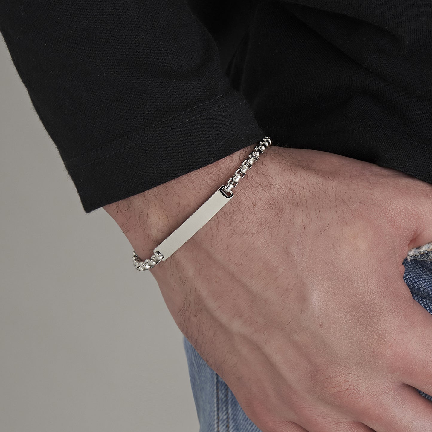 PULSERA DE ACERO PARA HOMBRE CON PLACA PERSONALIZABLE