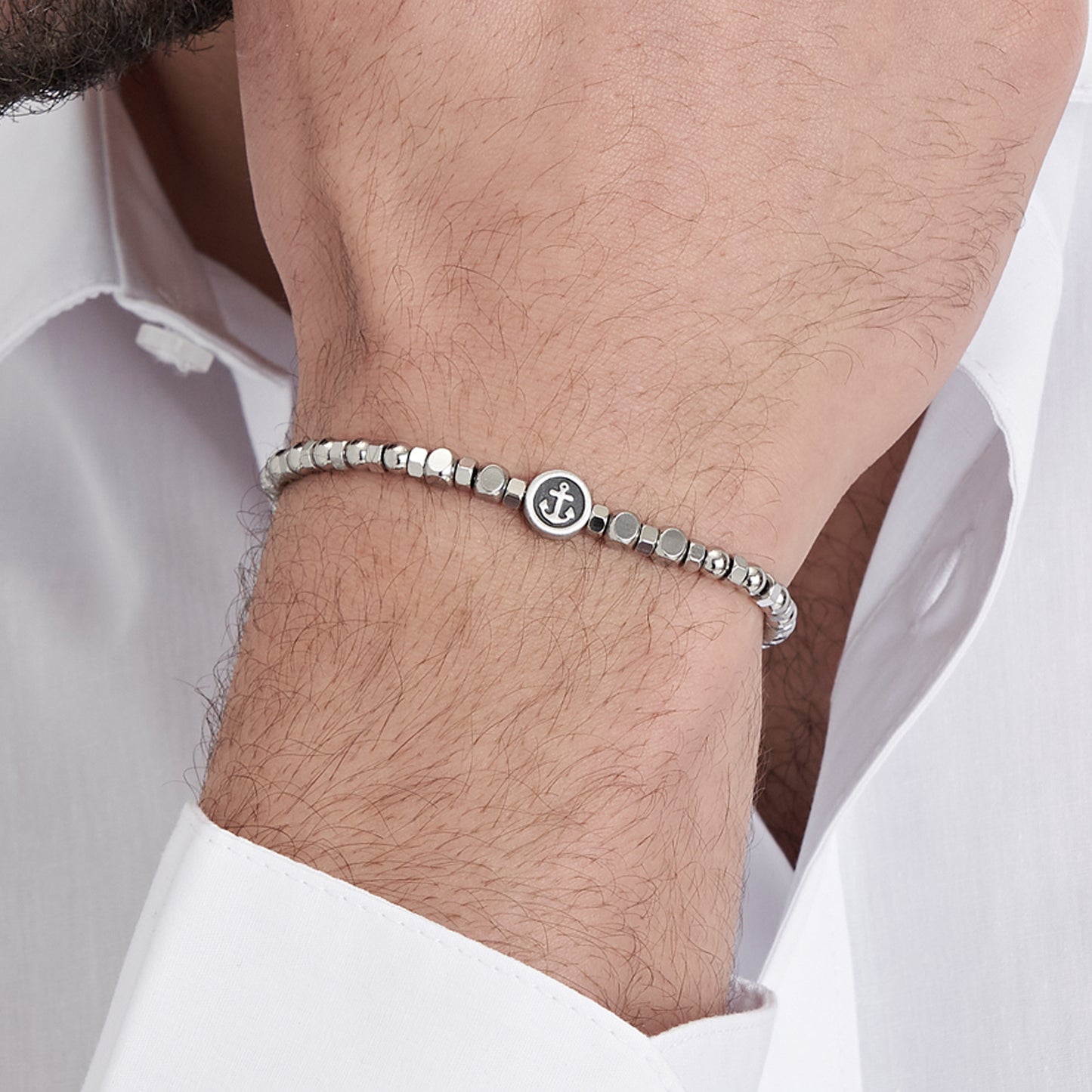 PULSERA DE ACERO PARA HOMBRE CON ELEMENTO DE ANCLA