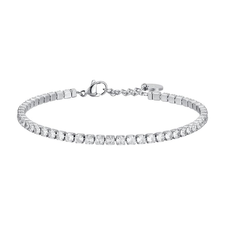 PULSERA DE TENIS DE ACERO PARA HOMBRE CON CRISTALES BLANCOS