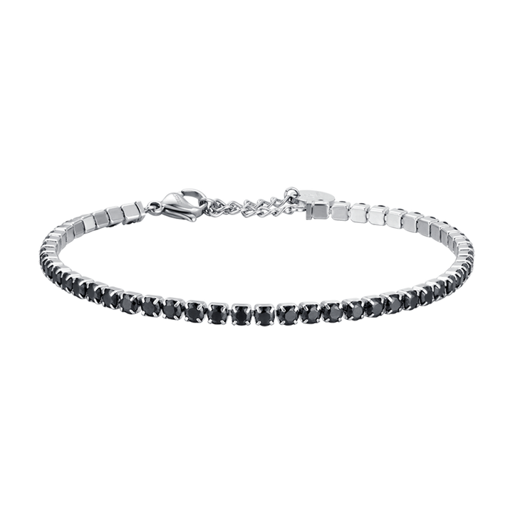 PULSERA DE TENIS DE ACERO PARA HOMBRE CON CRISTALES NEGROS