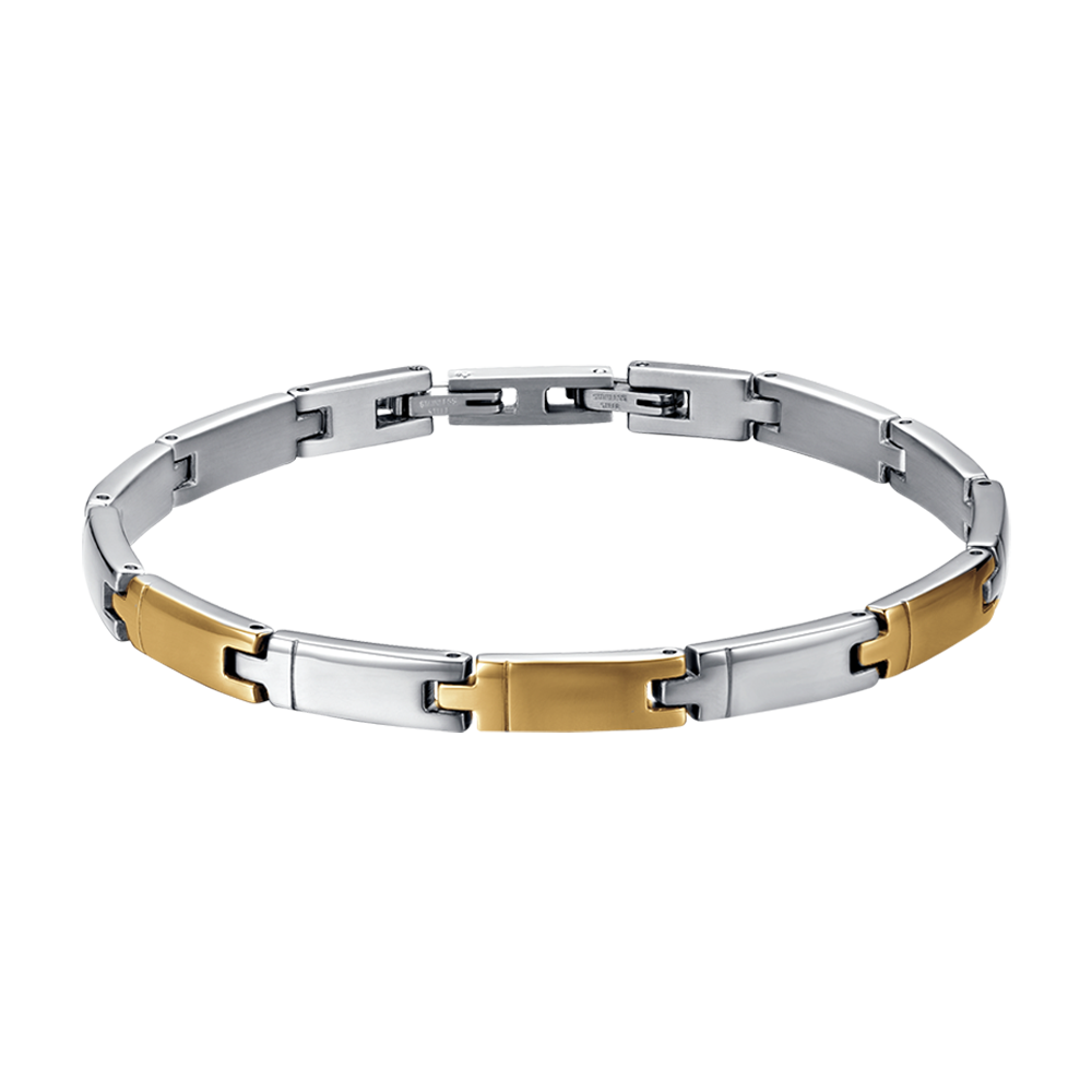 BRAZALETE DE ACERO Y ORO IP PARA HOMBRE