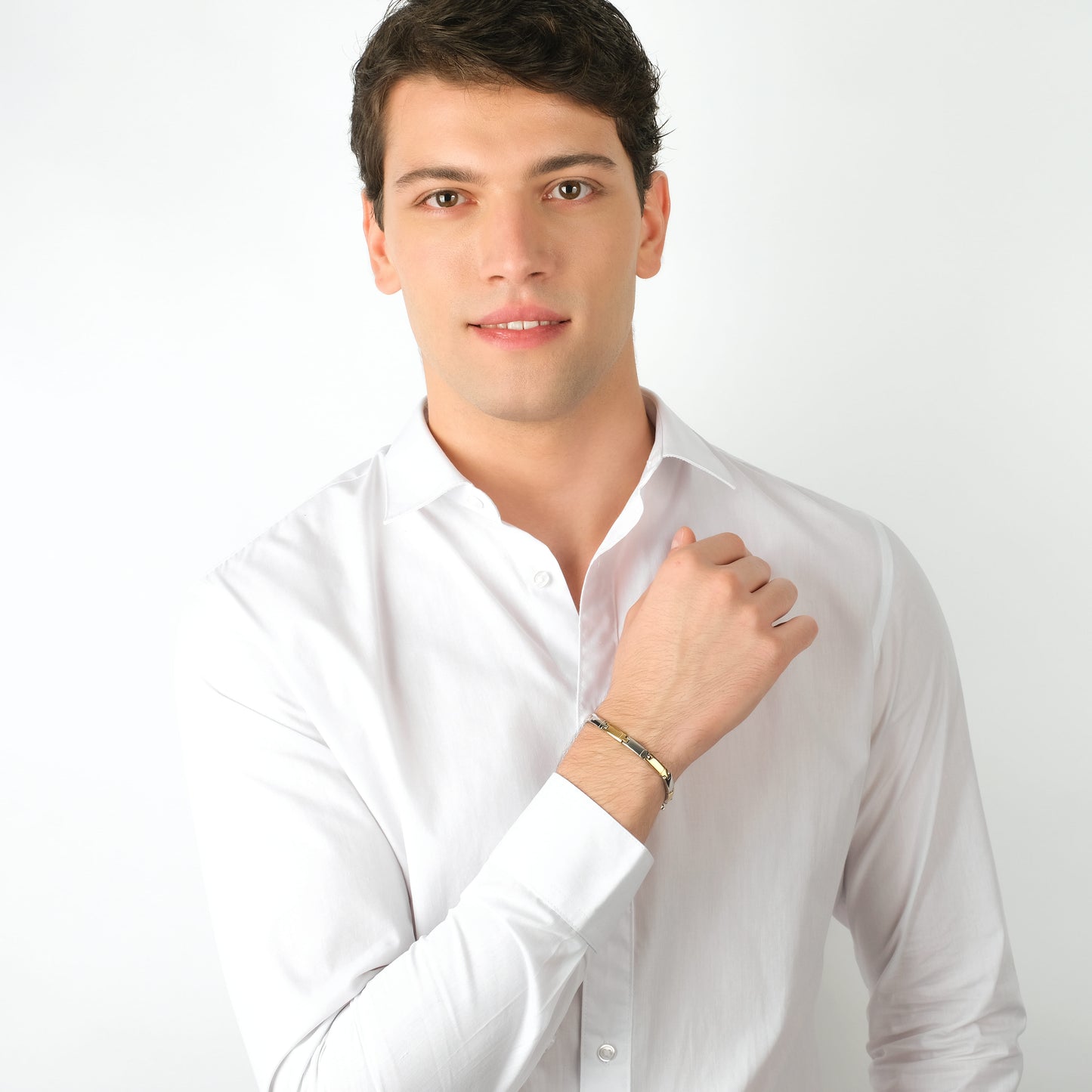 BRAZALETE DE ACERO Y ORO IP PARA HOMBRE