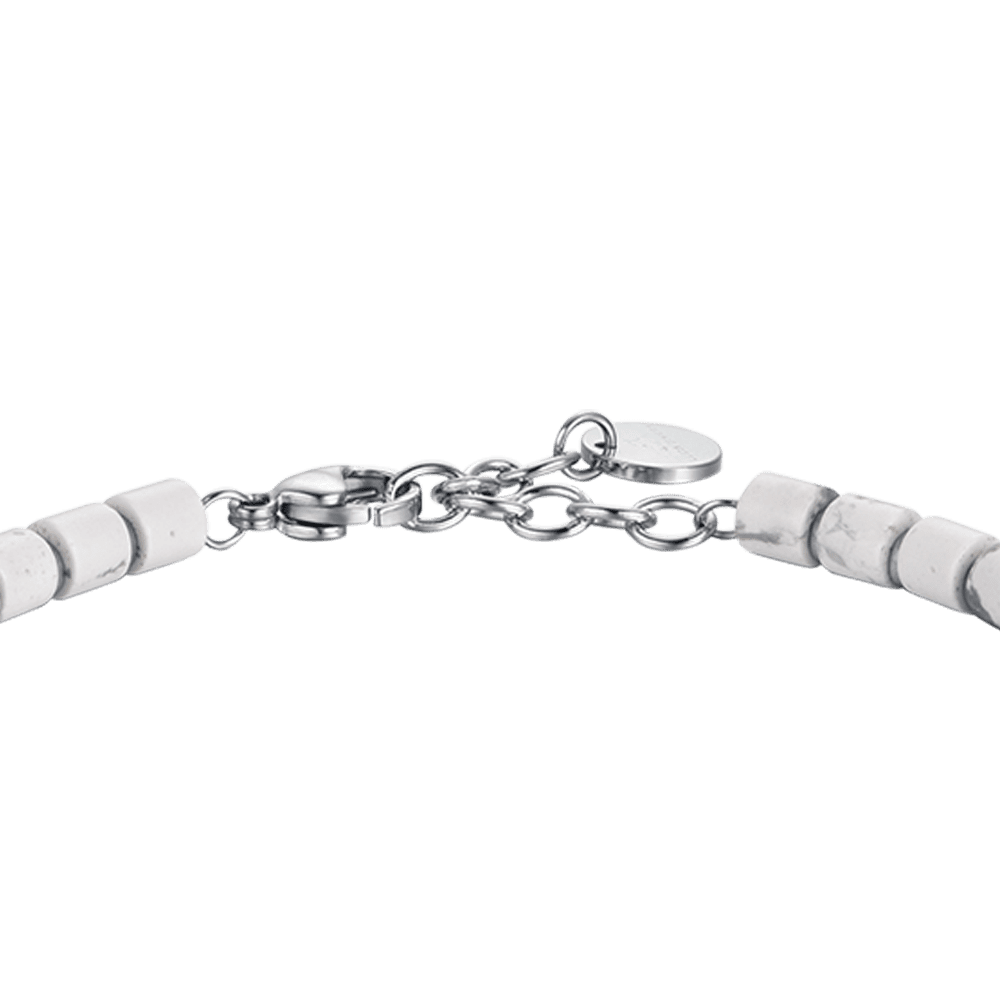 PULSERA DE ACERO PARA HOMBRE CON PIEDRAS BLANCAS