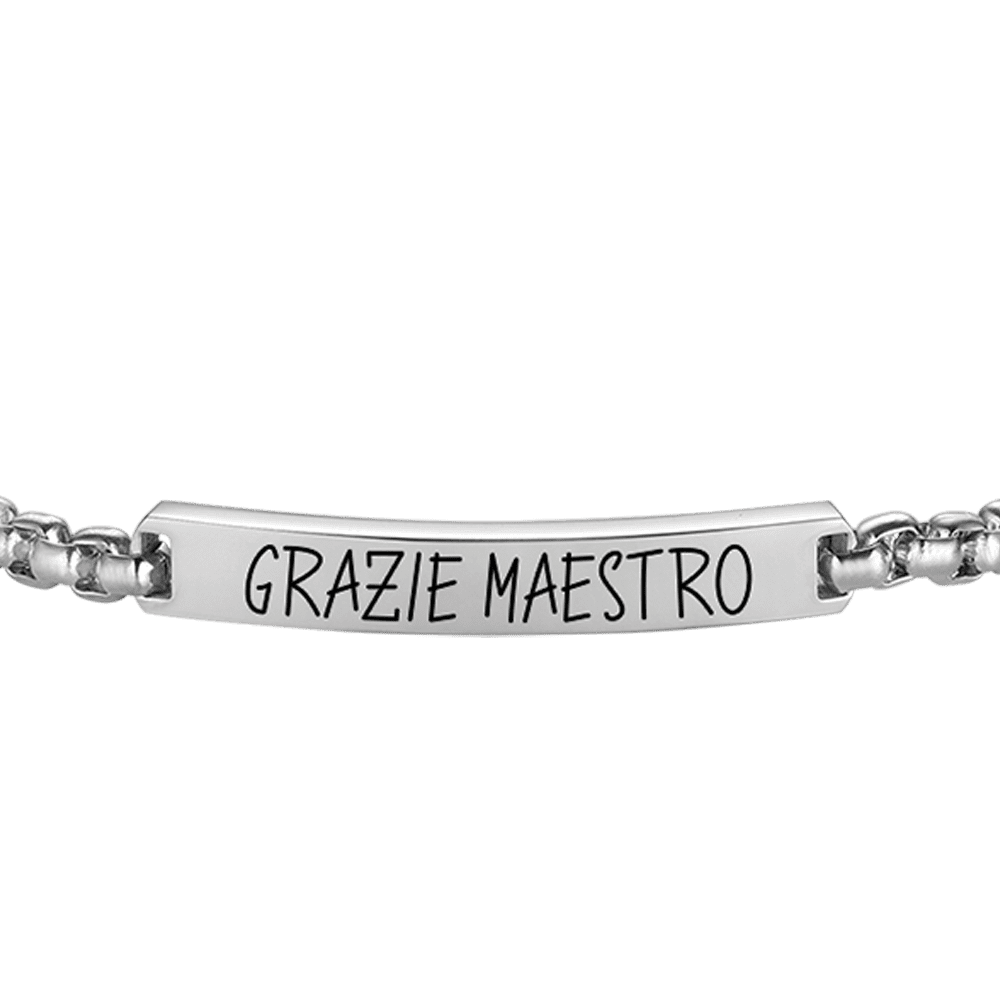 PULSERA DE ACERO PARA HOMBRE THANK MAESTRO CON PLACA