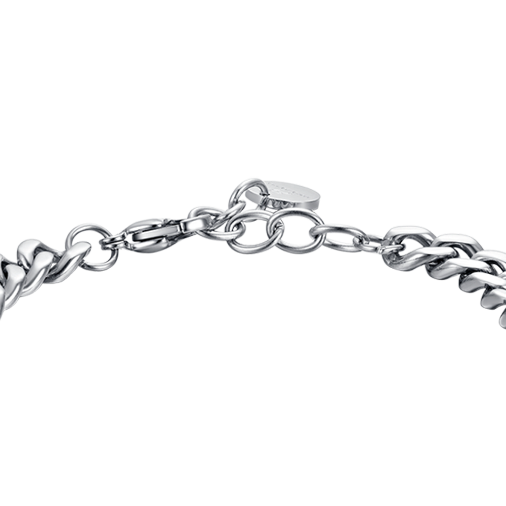 BRAZALETE DE ACERO PARA HOMBRE CON ELEMENTO DE CUERO MARRÓN