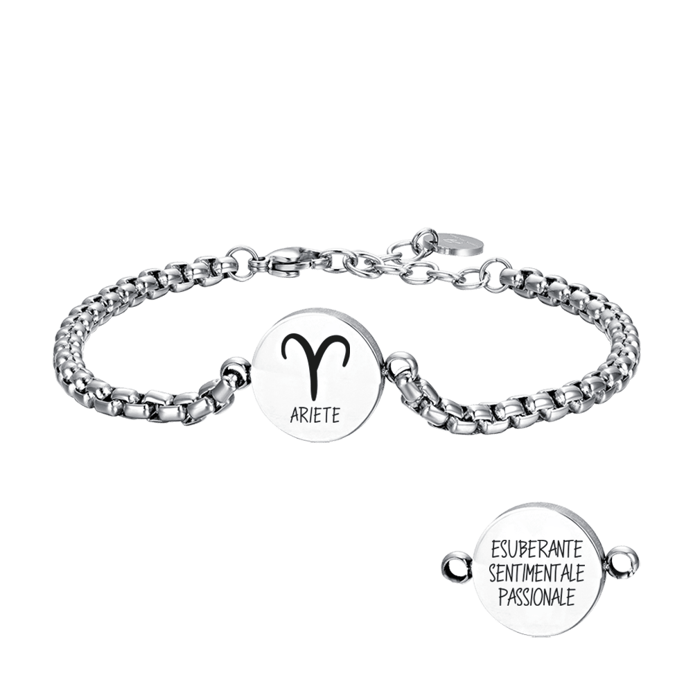 PULSERA DE ACERO PARA HOMBRE SIGNO DEL ZODIACO ARIES PLACA