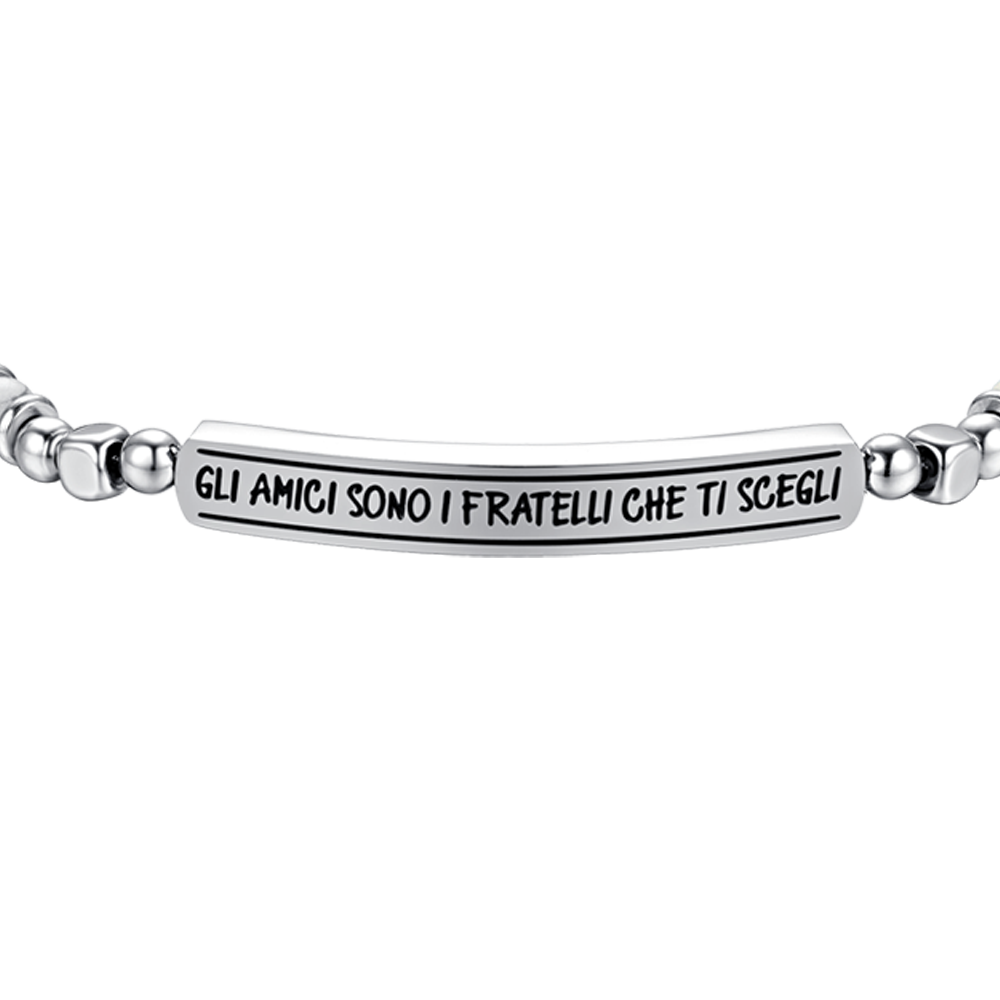 BRACCIALE UOMO IN ACCIAIO E PIETRE MULTICOLOR GLI AMICI SONO I FRATELLI CHE TI