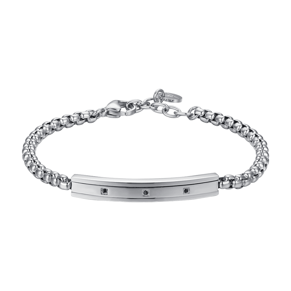 PULSERA ELEMENTO DE ACERO PARA HOMBRE CON CRISTALES NEGROS