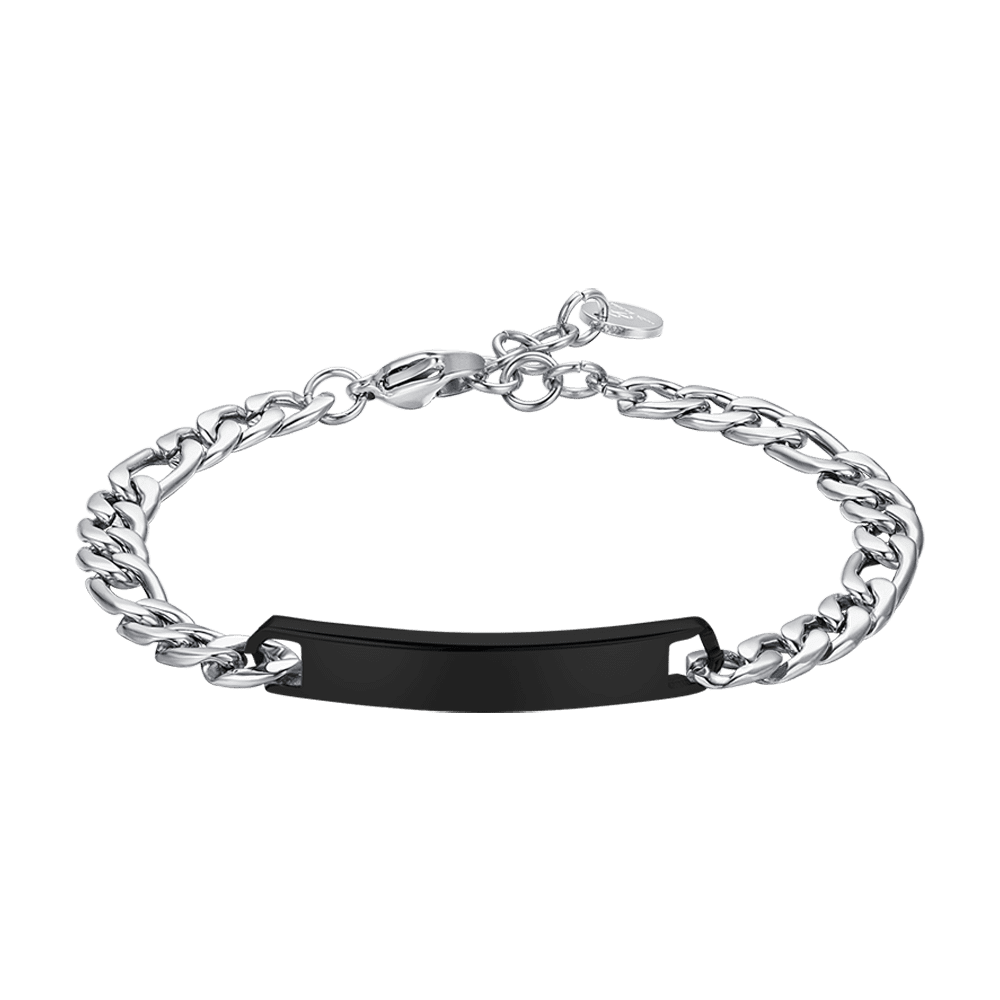 BRAZALETE DE ACERO PARA HOMBRE CON PLACA IP NEGRA