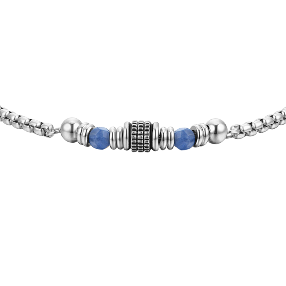 PULSERA DE ACERO SODALITA AZUL PARA HOMBRE