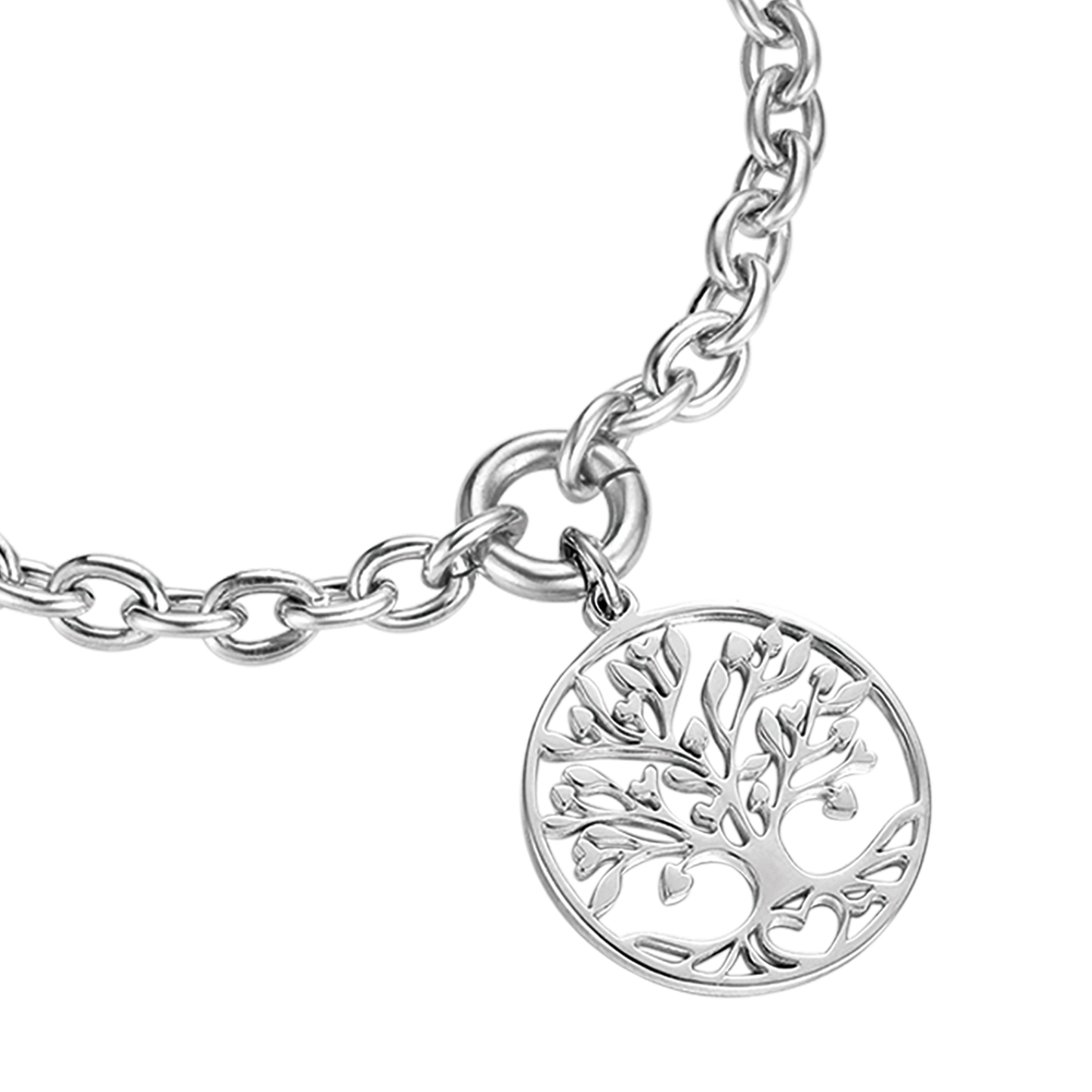 PULSERA DE ACERO PARA MUJER CON COLGANTE DEL ÁRBOL DE LA VIDA