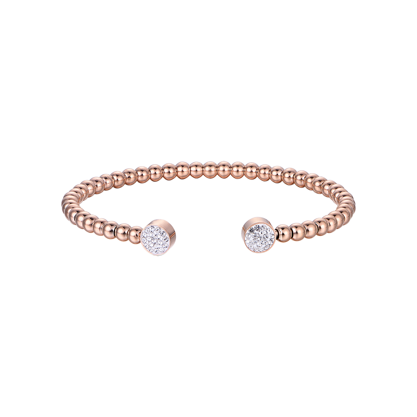 PULSERA IP ROSE DE ACERO CON CRISTALES BLANCOS