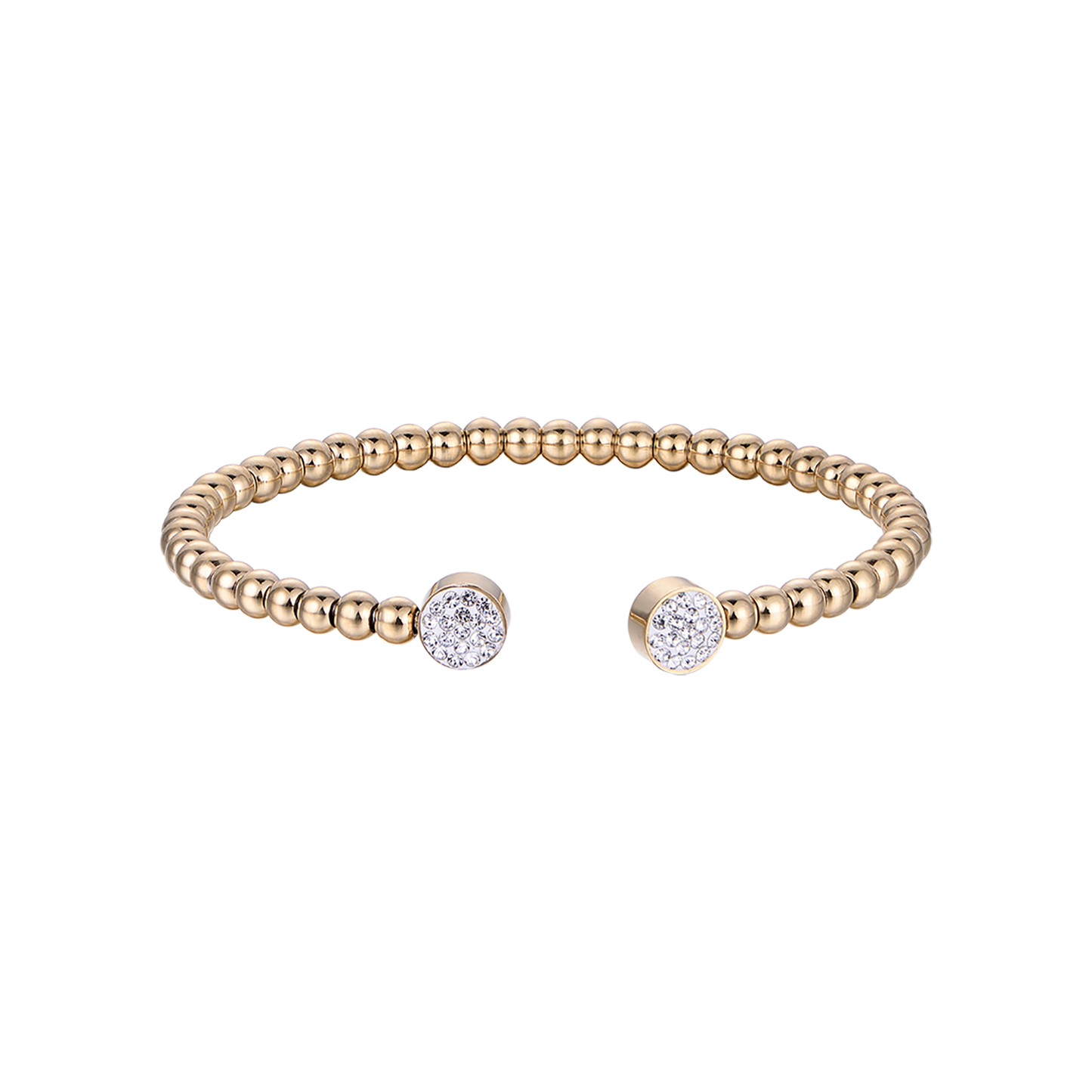 PULSERA DE ACERO DORADO CON CRISTALES BLANCOS