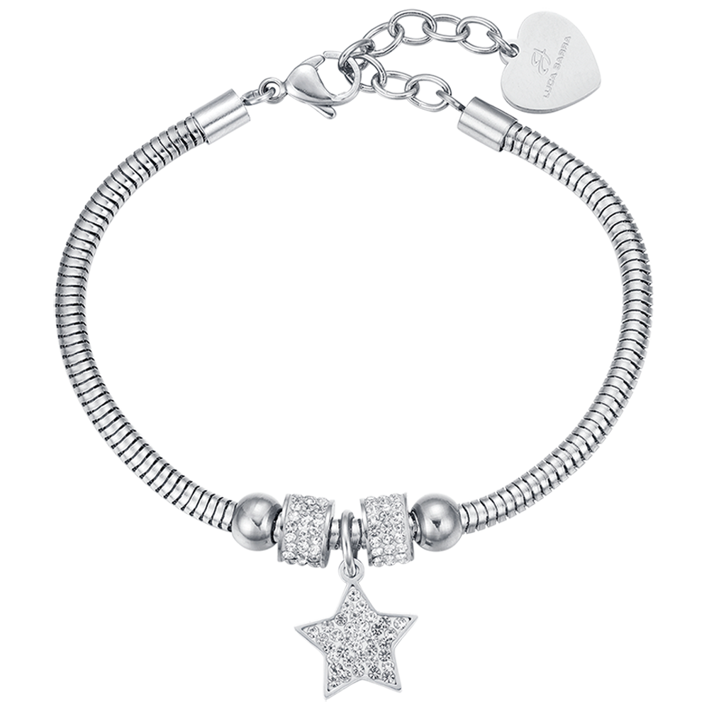 PULSERA DE ACERO ESTRELLA PARA MUJER CON CRISTALES BLANCOS