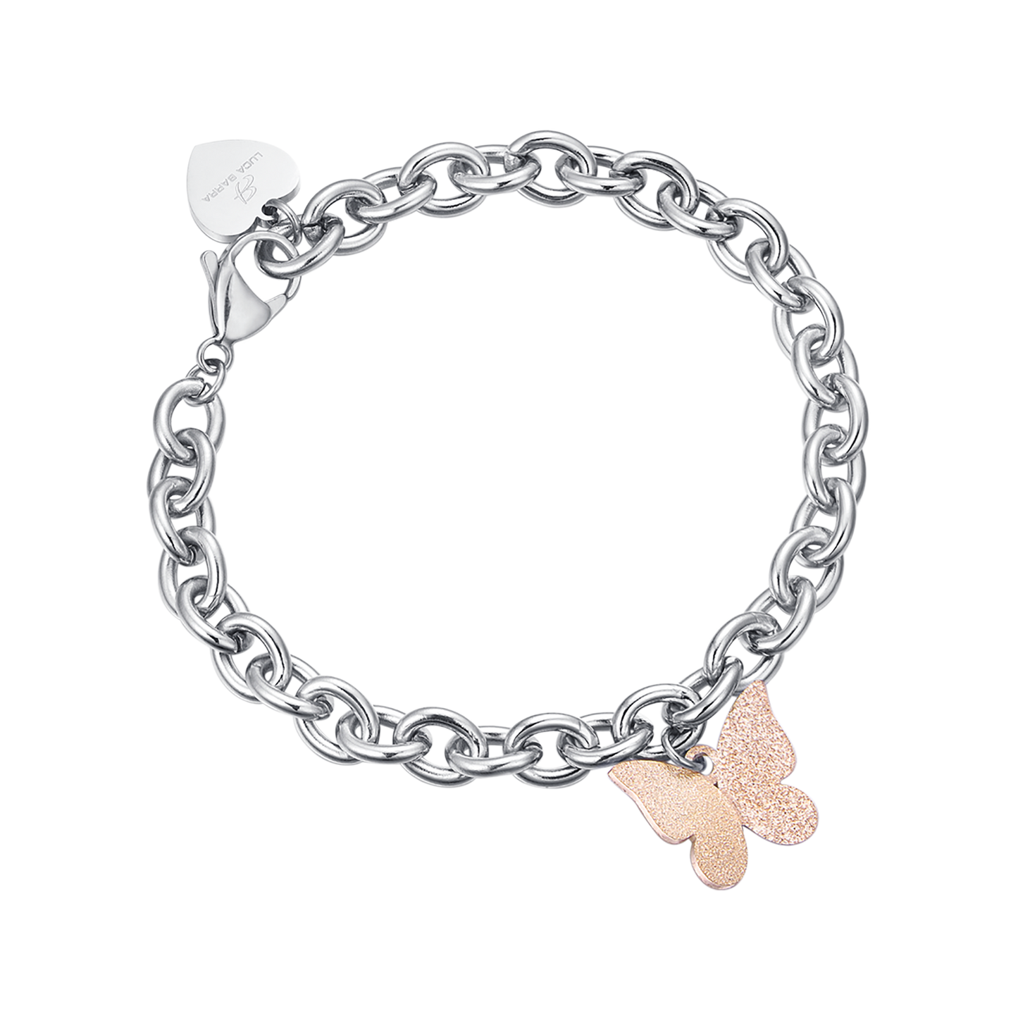 PULSERA DE ACERO CON MARIPOSA IP ROSE