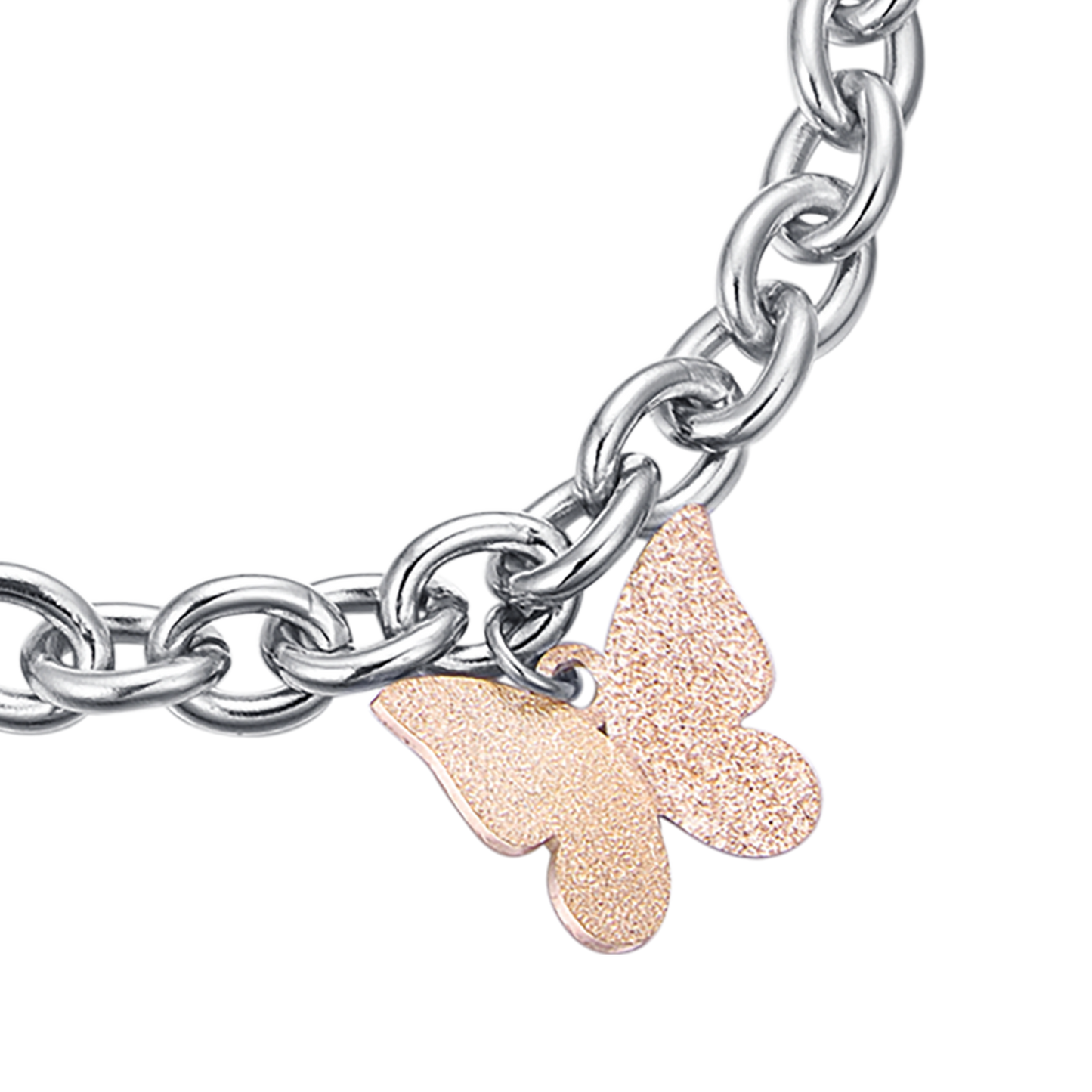 PULSERA DE ACERO CON MARIPOSA IP ROSE