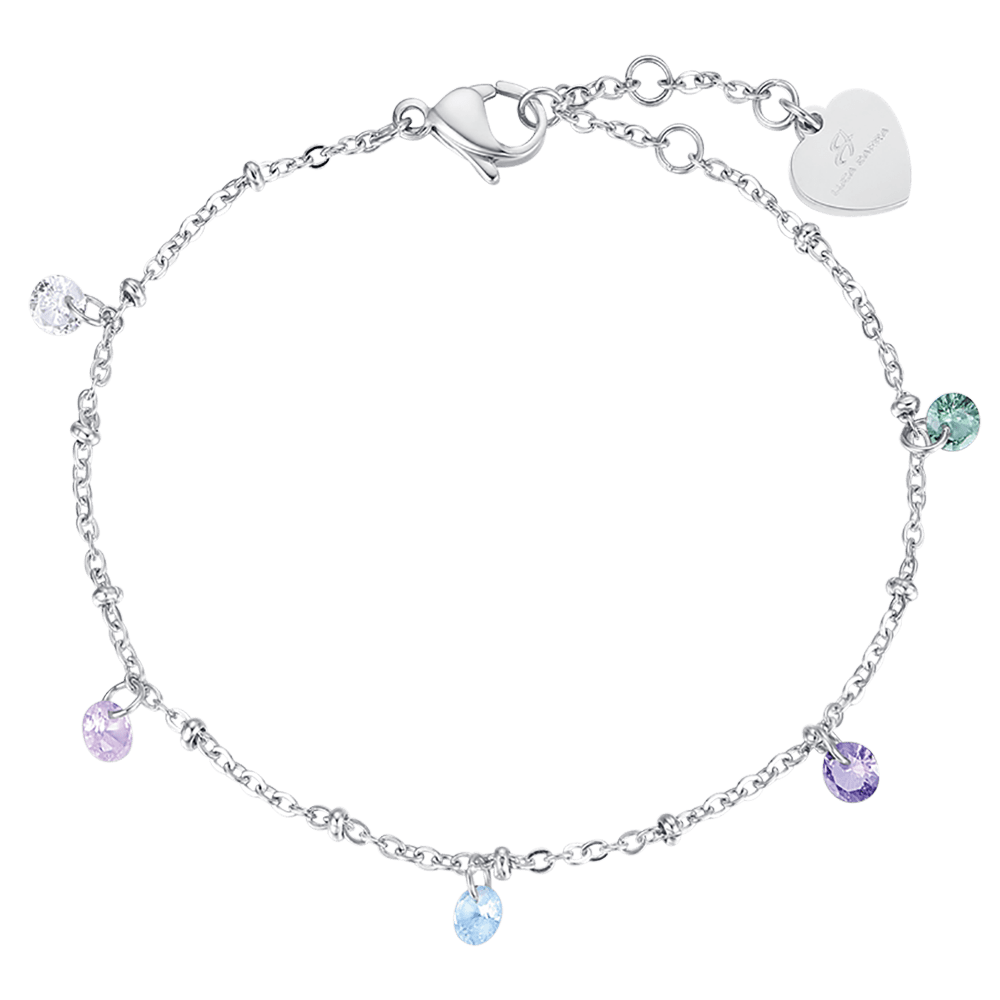 PULSERA DE ACERO PARA MUJER CON CRISTALES MULTICOLOR