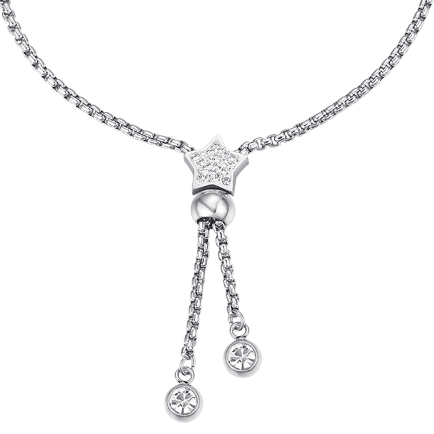 PULSERA ESTRELLA DE ACERO CON CRISTALES BLANCOS