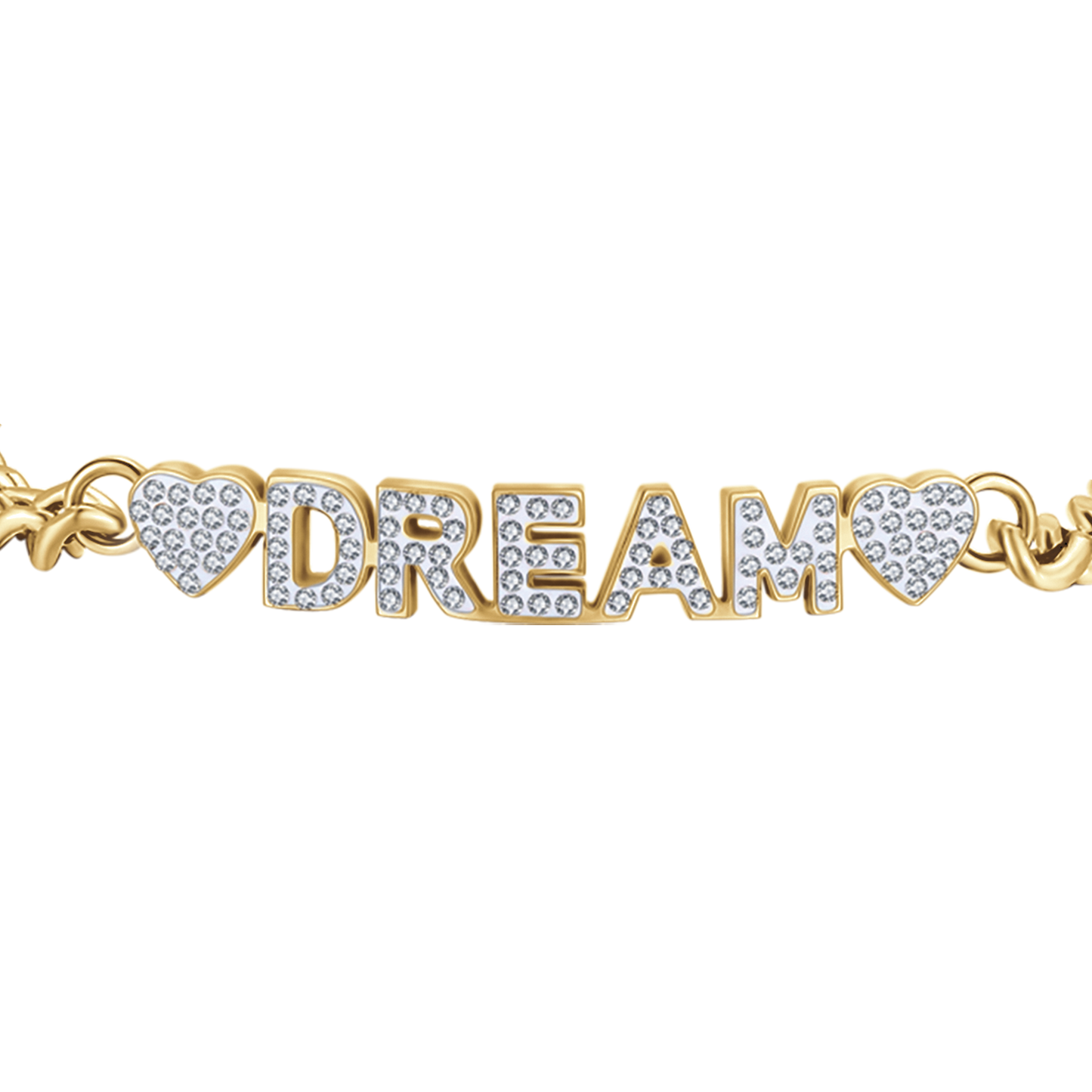 PULSERA DE ACERO DORADO DE ENSUEÑO PARA MUJER CON CRISTALES BLANCOS