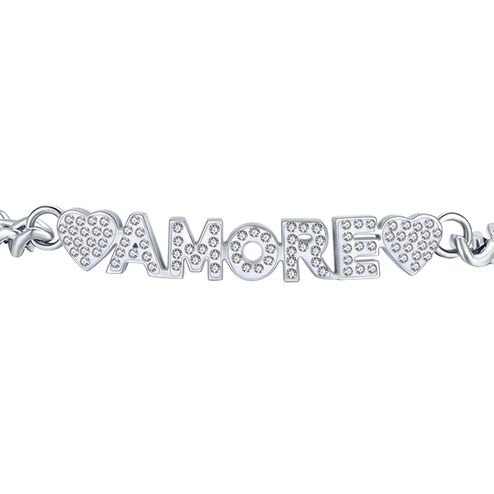 PULSERA AMOROSA DE ACERO PARA MUJER CON CRISTALES BLANCOS