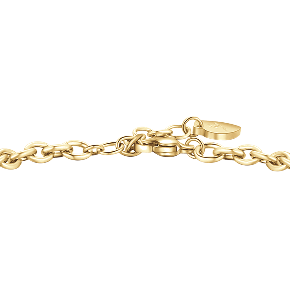 PULSERA DE ACERO DORADO CON CIERRE DE CORAZÓN PARA MUJER