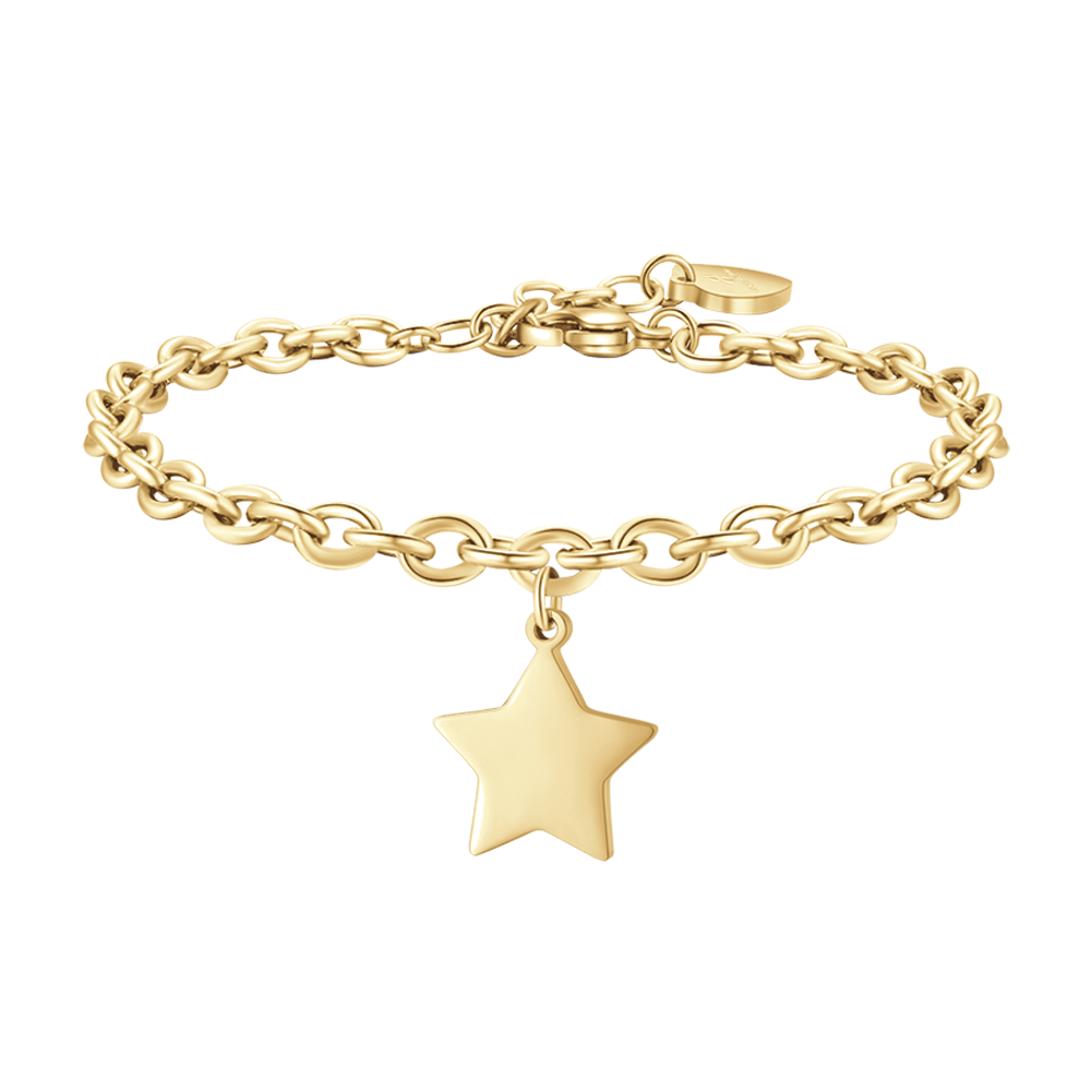 PULSERA DE ACERO DORADO PARA MUJER CON ESTRELLA