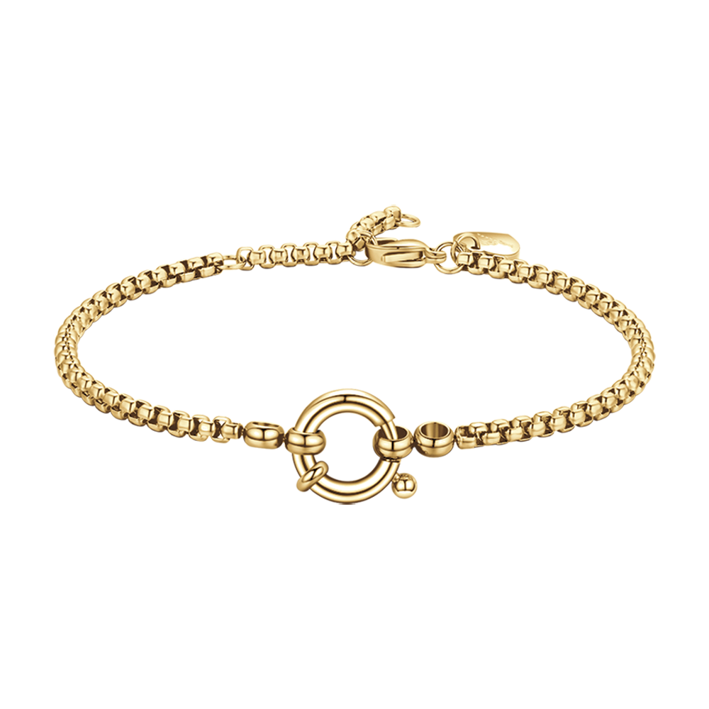 PULSERA DE ACERO DORADO PARA MUJER CON ARO
