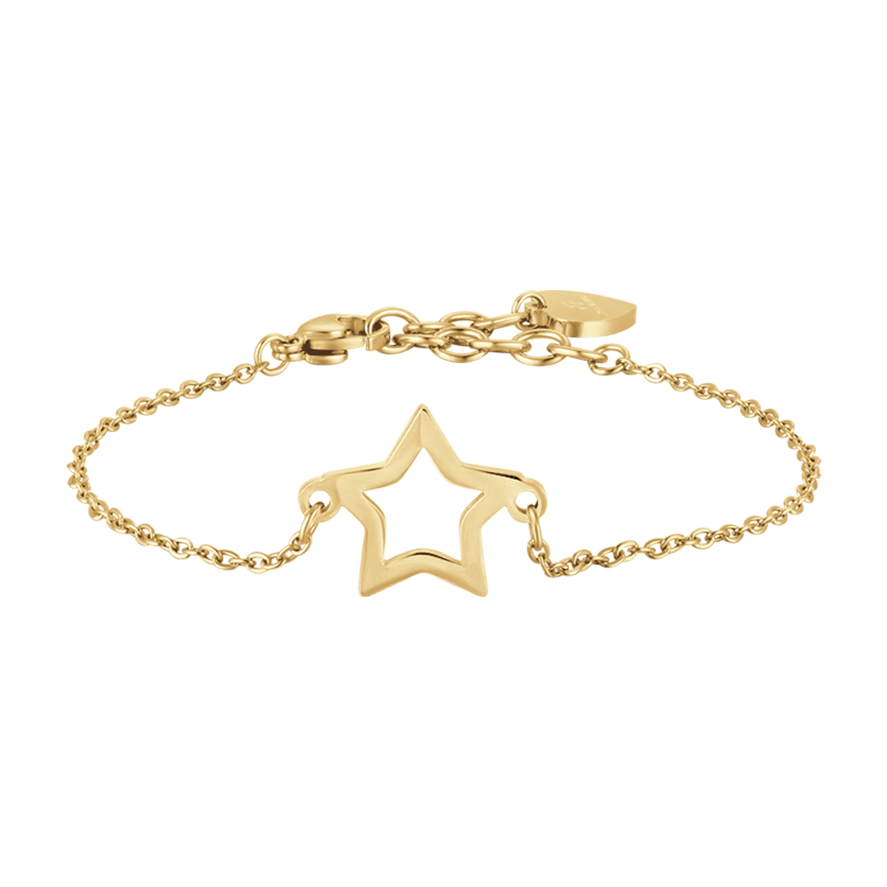 PULSERA DE ACERO DORADO ESTRELLA HUECA PARA MUJER