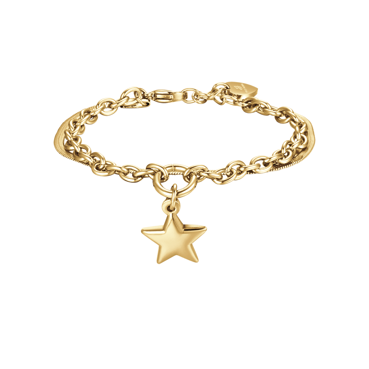 IP PULSERA DE ACERO DORADO PARA MUJER CON ESTRELLA Y CIRCULO