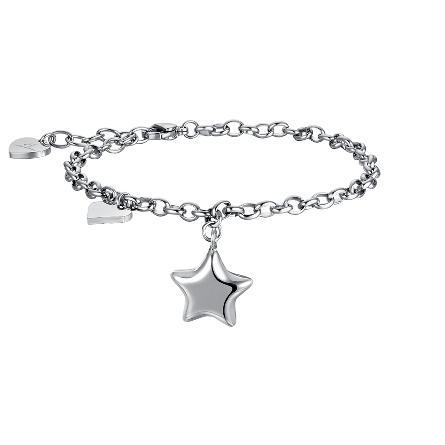 IP PULSERA DE ACERO DORADO PARA MUJER CON ESTRELLA Y CORAZÓN
