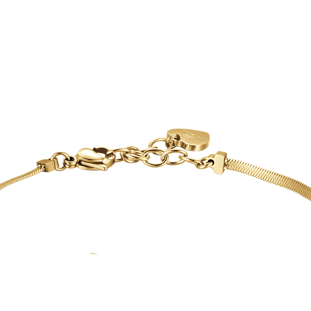 IP PULSERA DE ACERO DORADO PARA MUJER CON PIEDRAS BLANCAS