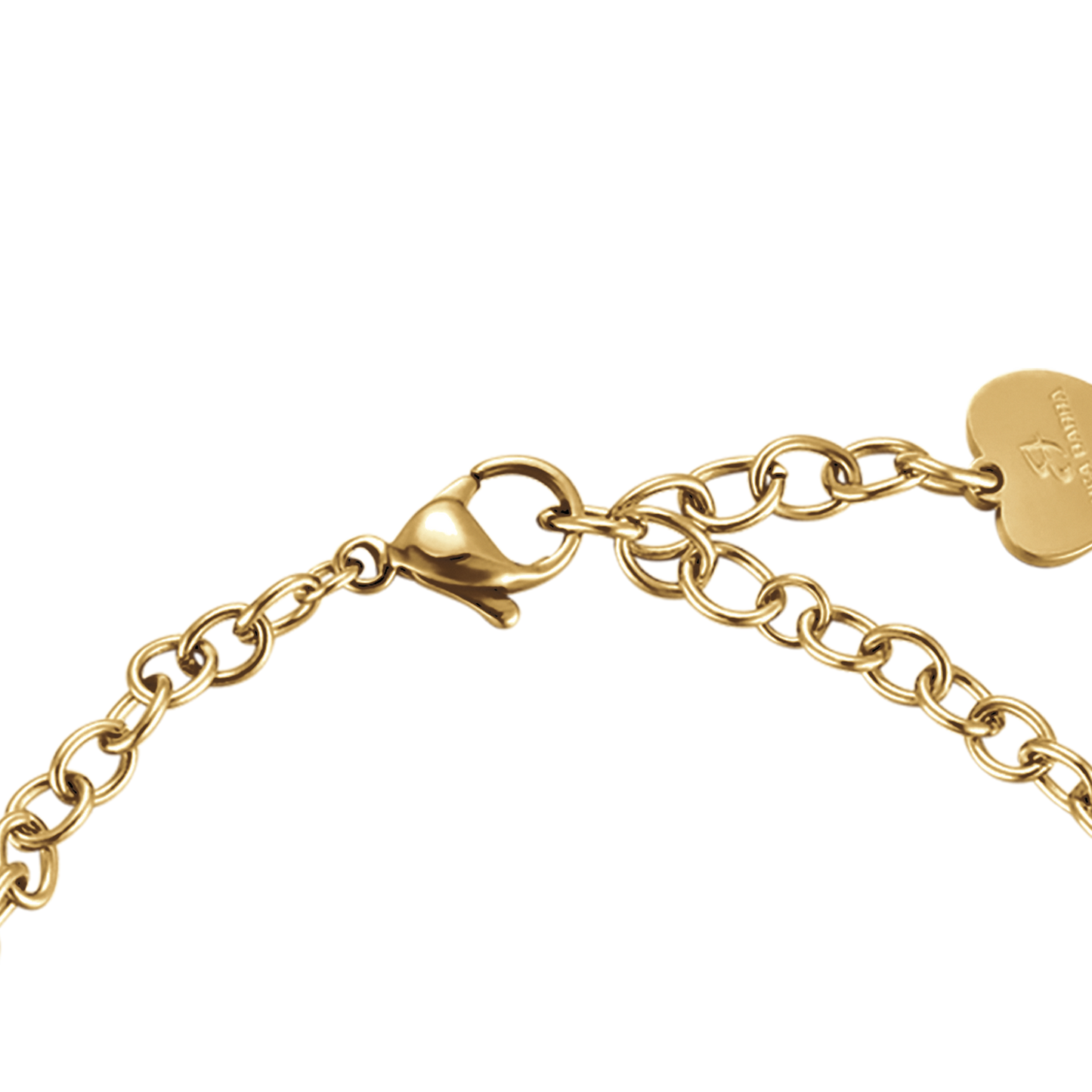 IP PULSERA DE ACERO DORADO PARA MUJER CON CRISTALES BLANCOS