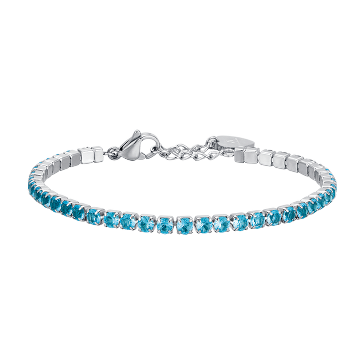 PULSERA DE TENIS DE ACERO PARA MUJER CON CRISTALES AZULES