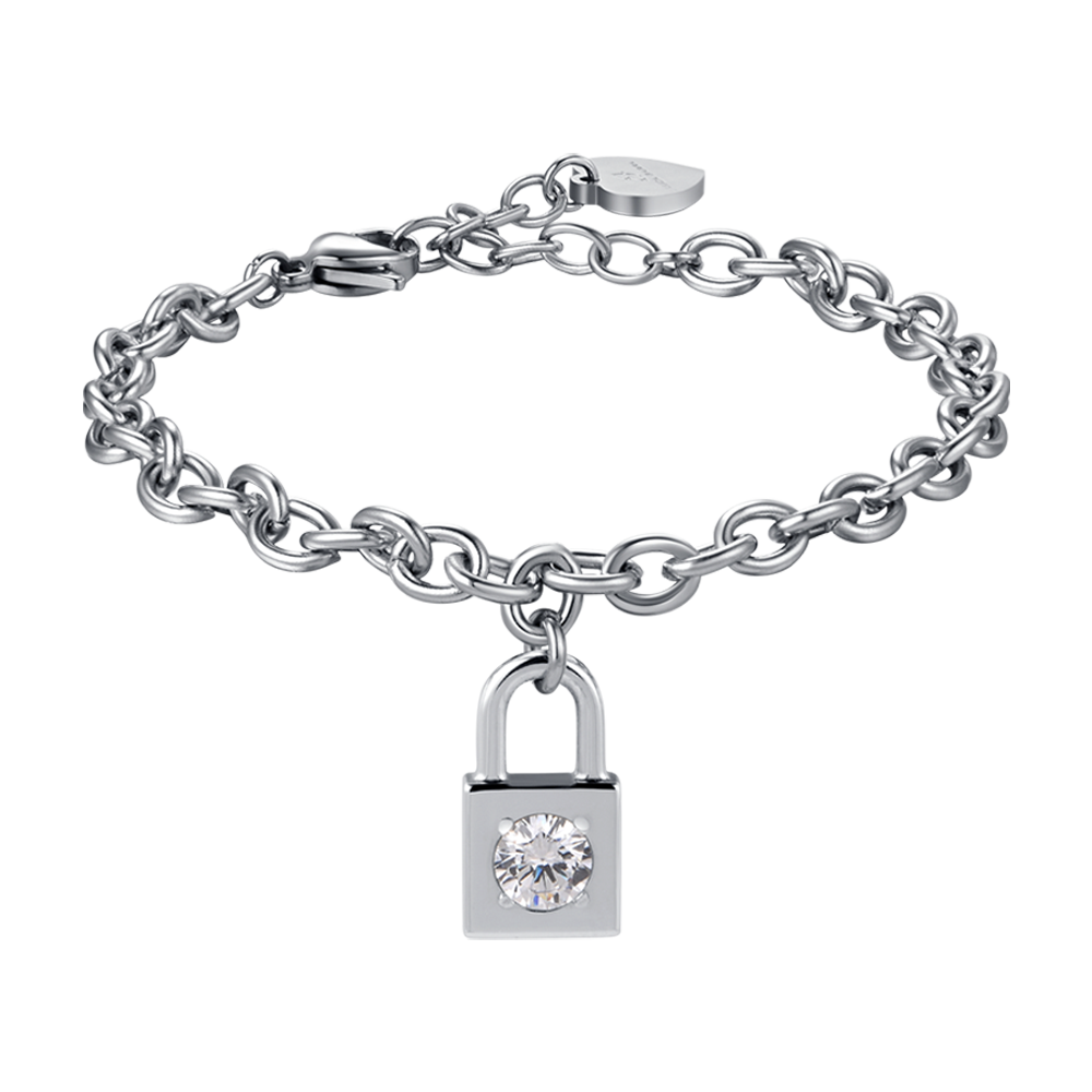 PULSERA DE ACERO PARA MUJER CON CRISTAL BLANCO