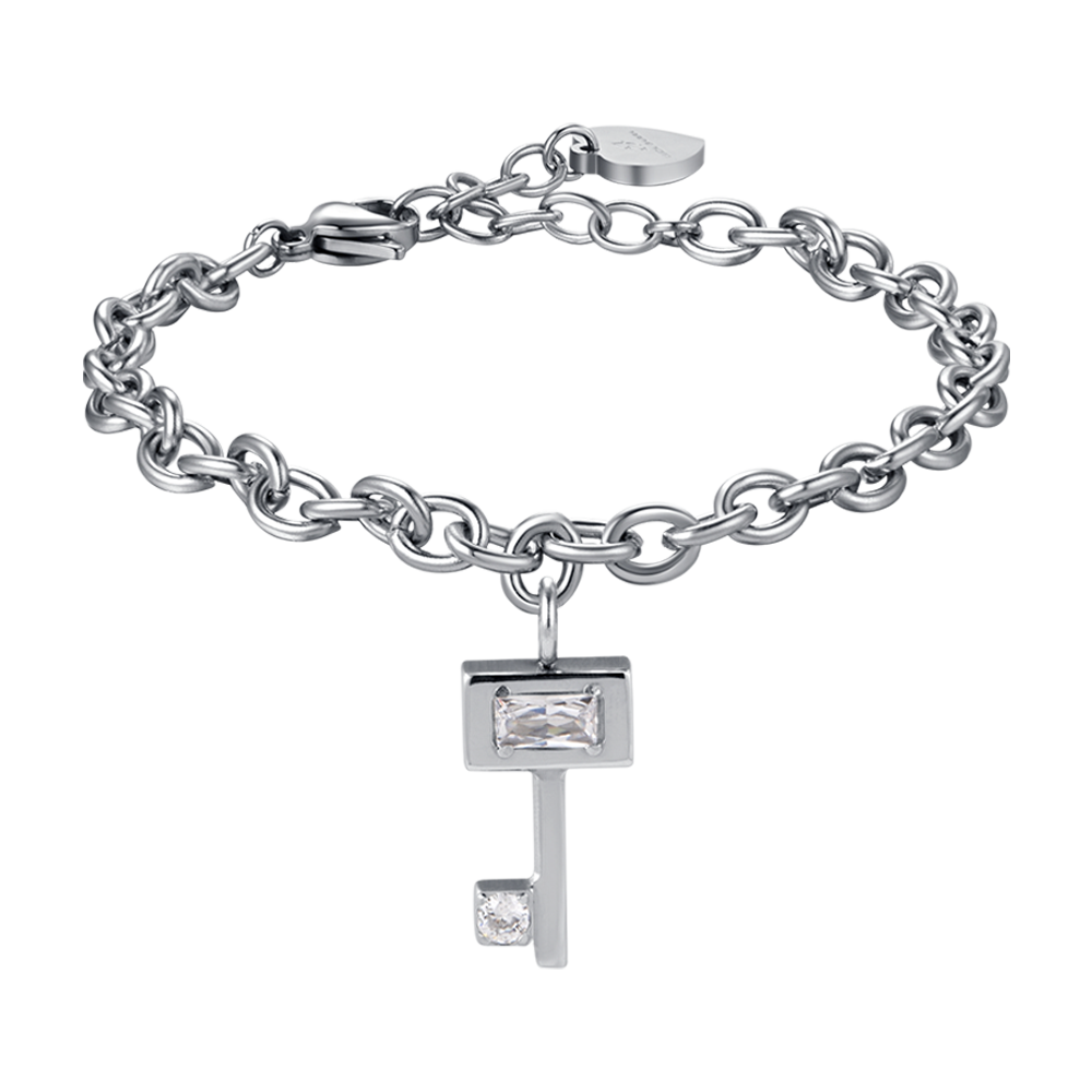 PULSERA DE ACERO PARA MUJER CON CRISTALES BLANCOS