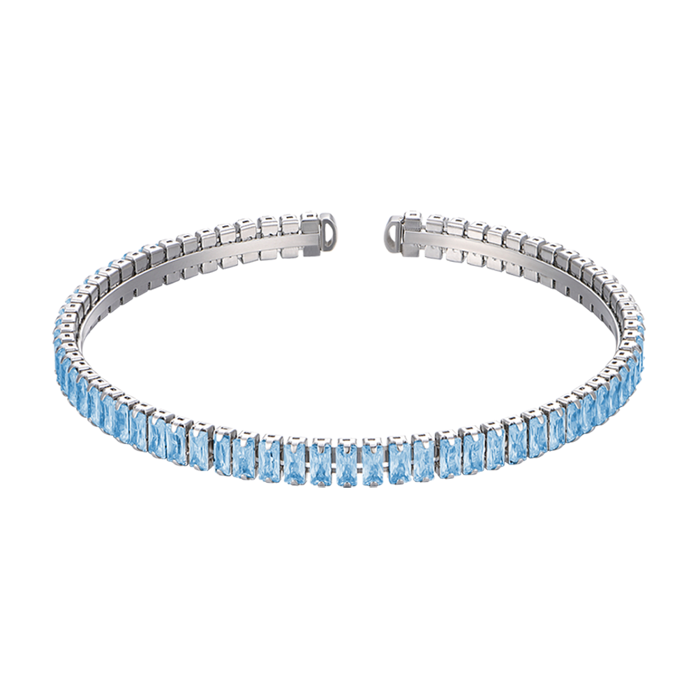 PULSERA DE ACERO PARA MUJER CON CRISTALES AZULES