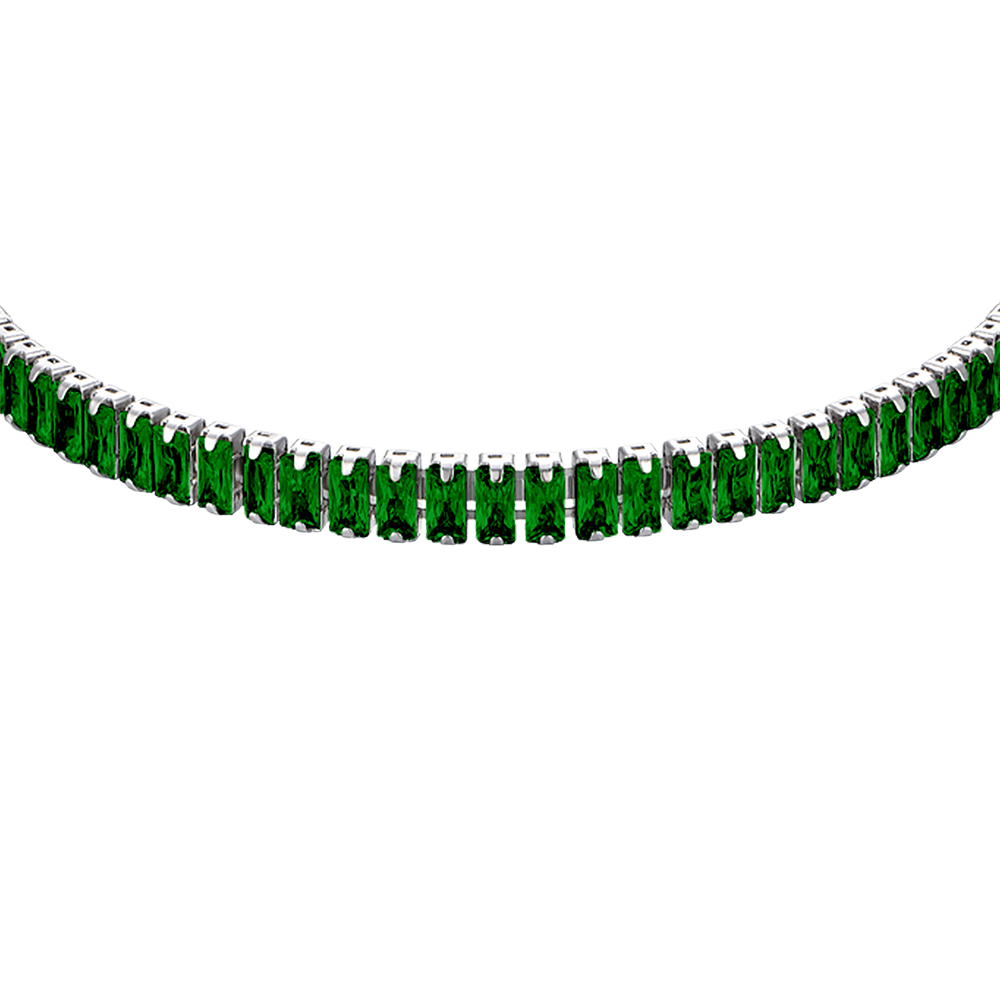 PULSERA DE ACERO PARA MUJER CON CRISTALES VERDES