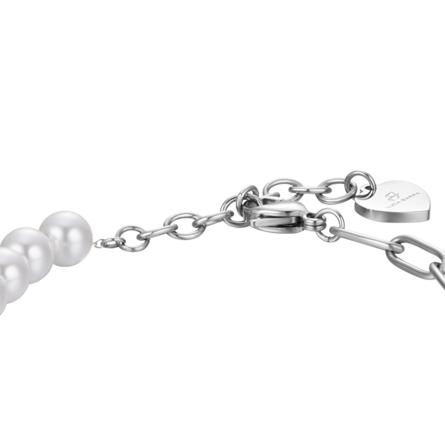 PULSERA DE ACERO PARA MUJER CON PERLAS BLANCAS