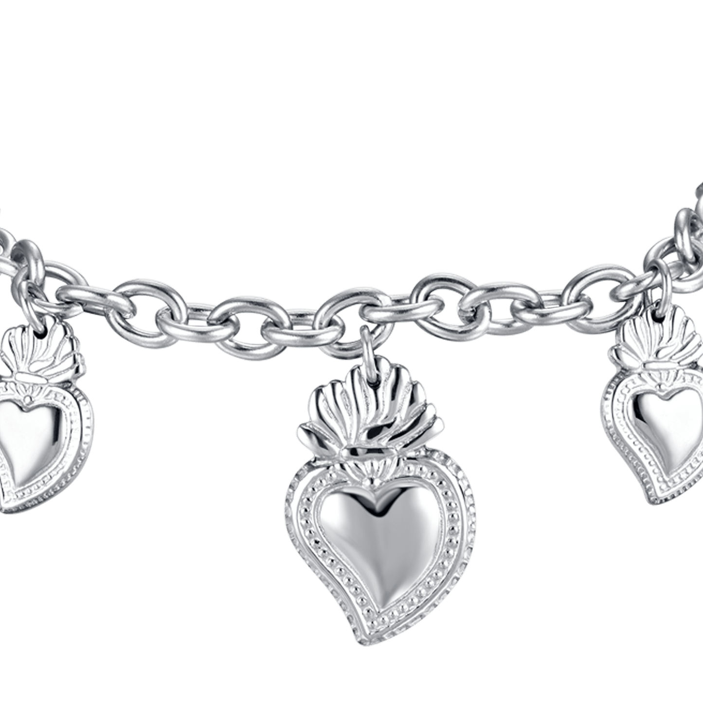 PULSERA DE ACERO PARA MUJER CON CORAZÓN SAGRADO