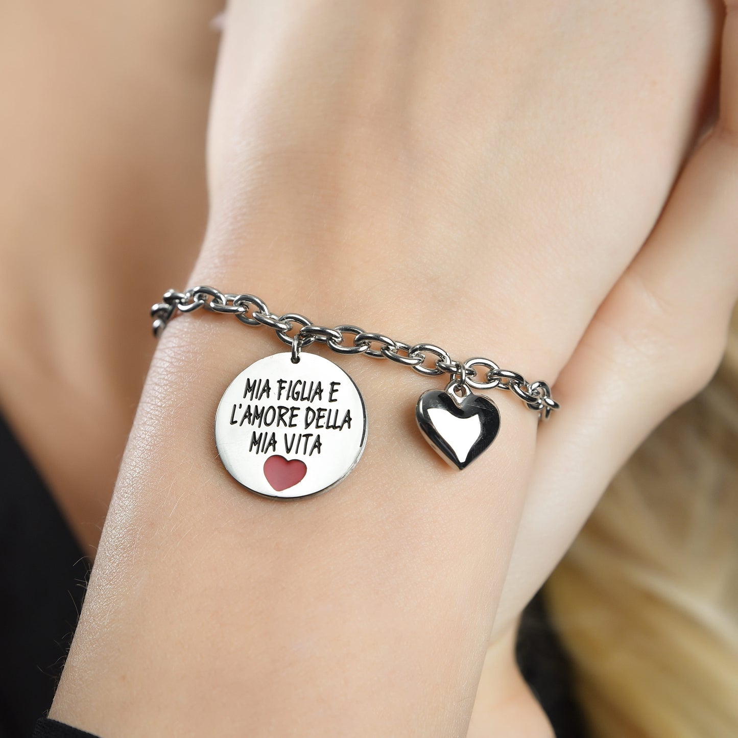 BRAZALETE DE ACERO MUJER MI HIJA ES EL AMOR DE MI VIDA