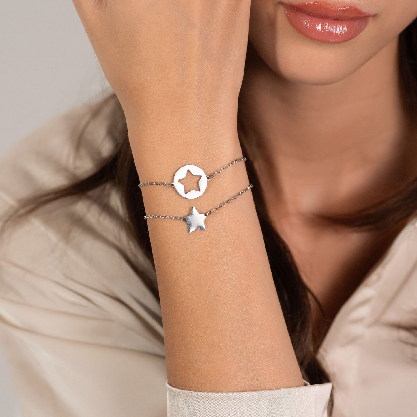 PULSERAS DE ACERO PARA MUJER CON ESTRELLAS