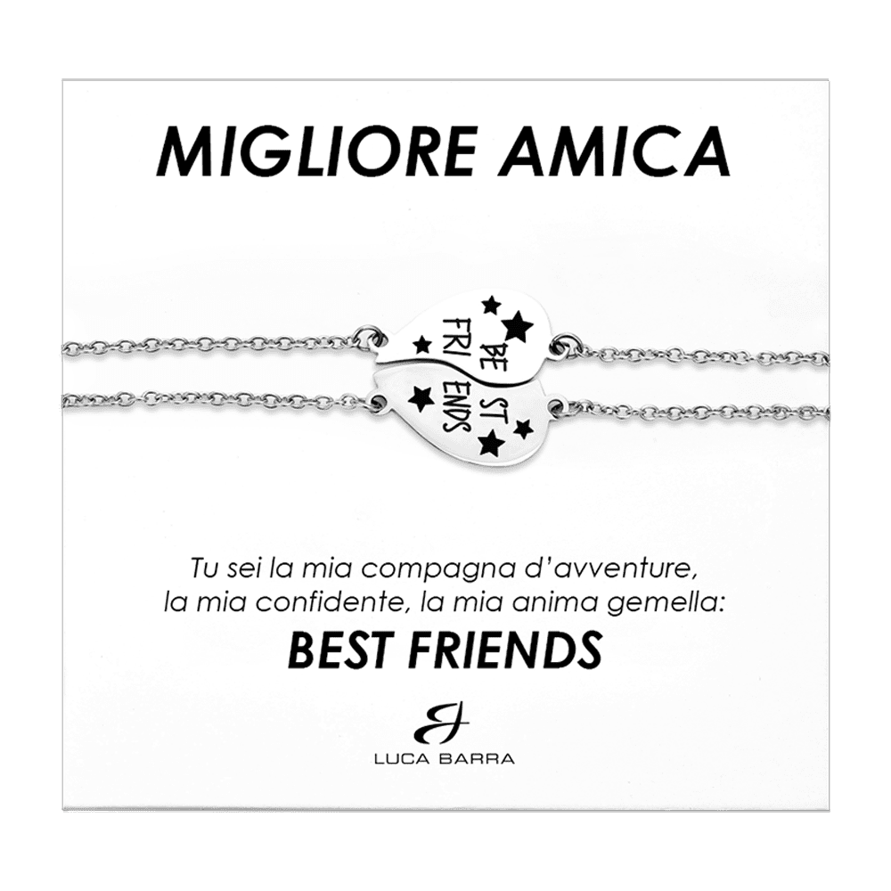 PULSERAS ACERO MEDIO CORAZON MEJORES AMIGOS